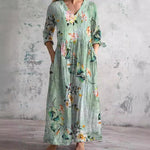 Maya Floral Summer Dress Green