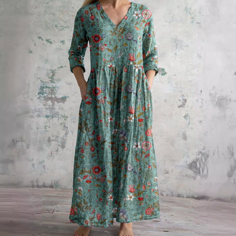 Olivia Floral Summer Dress Green