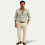 The Portwell Linen Stripe Shirt for Men