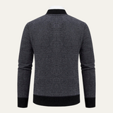 The Clapham Men's Embroidered Smart Knit Zip Sweater