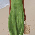 Rose Embroidered Midi Dress Green