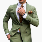 Men's Suit Two-Piece with Notched Lapel and Slim Pants