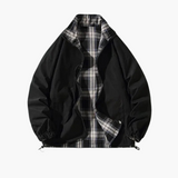 Men's Bomber Jacket with Zipper and Checked Lining