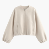 Women’s Jacket with Round Neck and Zipper Closure