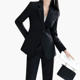 Women’s Blazer Set with Structured Fit and Straight Trousers