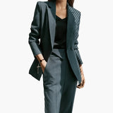 Women’s Blazer Set with Structured Fit and Straight Trousers