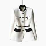 Women’s Blazer with Textured Surface and Belted Waist