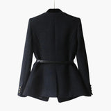 Women’s Blazer with Textured Surface and Belted Waist