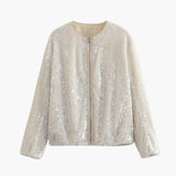 Women's Bomber Jacket - Classic Look with Sequins