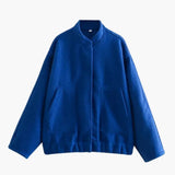Women's Bomber Jacket - Hidden Button Closure with Stylish Design