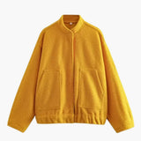 Women's Bomber Jacket - Hidden Button Closure with Stylish Design