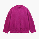 Women's Bomber Jacket - Hidden Button Closure with Stylish Design