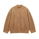 Women's Bomber Jacket - Hidden Button Closure with Stylish Design
