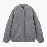 Women's Bomber Jacket - Hidden Button Closure with Stylish Design
