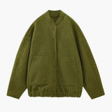Women's Bomber Jacket - Hidden Button Closure with Stylish Design