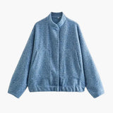 Women's Bomber Jacket - Hidden Button Closure with Stylish Design