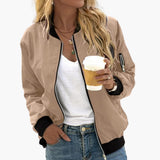 Women’s Bomber Jacket with Elastic Sleeves and Adjustable Bottom