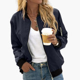 Women’s Bomber Jacket with Elastic Sleeves and Adjustable Bottom