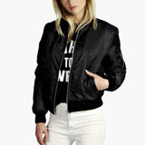 Women’s Bomber Jacket with Front Zip and Round Neck