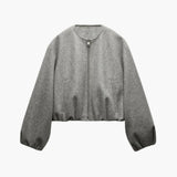 Women’s Bomber Jacket with Front Zip and Side Pockets