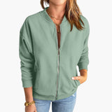 Women’s Bomber Jacket with Front Zipper and Slim Fit