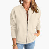 Women’s Bomber Jacket with Front Zipper and Slim Fit
