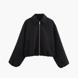 Women's Bomber Jacket with Lapel Design