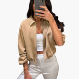 Women's Bomber Jacket with Lapel Design