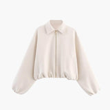 Women's Bomber Jacket with Lapel Design