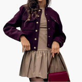 Women’s Bomber Jacket with O-Neck and Pockets