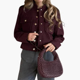 Women’s Bomber Jacket with O-Neck and Pockets