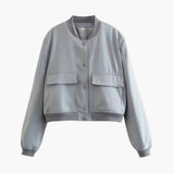 Women's Bomber Jacket with Pockets and Vintage Style