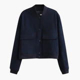 Women's Bomber Jacket with Pockets and Vintage Style