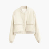 Women’s Bomber Jacket with Snap Buttons and Pockets