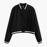 Women’s Bomber Jacket with Snap Buttons and Pockets