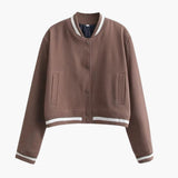 Women’s Bomber Jacket with Snap Buttons and Pockets