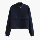 Women’s Bomber Jacket with Snap Buttons and Pockets