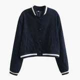 Women’s Bomber Jacket with Snap Buttons and Pockets