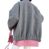 Women’s Bomber Jacket with Snap Buttons and Ribbed Cuffs