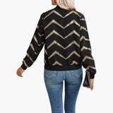 Women’s Bomber Jacket with Zigzag Pattern and Pockets