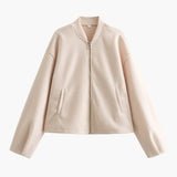 Women’s Bomber Jacket with Zip Closure and Pockets