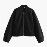 Women’s Bomber Jacket with Zip Closure and Pockets