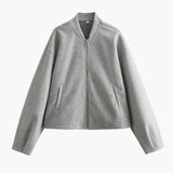 Women’s Bomber Jacket with Zip Closure and Pockets