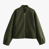 Women’s Bomber Jacket with Zip Closure and Pockets