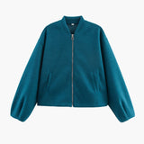 Women’s Bomber Jacket with Zip Closure and Pockets