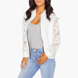 Women’s Bomber Jacket with Zip and Lace Sleeves