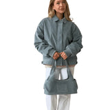 Women’s Bomber Jacket with Zip and Lapel Collar