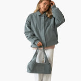 Women’s Bomber Jacket with Zip and Lapel Collar