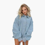 Women’s Bomber Jacket with Zip and Lapel Collar
