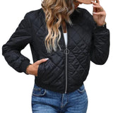 Women’s Bomber Jacket with Zip and Quilted Surface